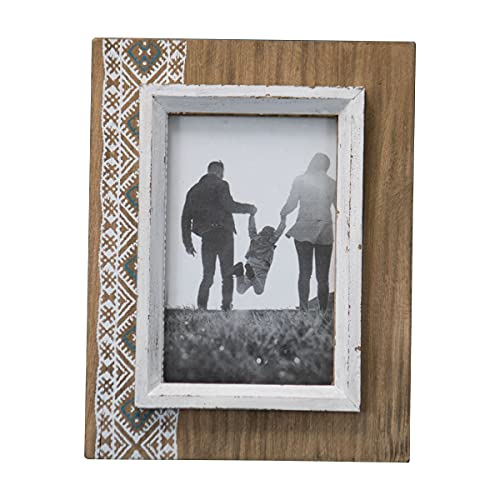 Foreside Home & Garden White Southwest Motif 4×6 Inch Wood Decorative Picture Frame