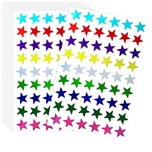 Kenkio 1080 Counts Small Colored Foil Star Stickers for Kids Reward, 0.5″ Diameter