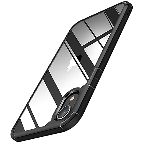 TENDLIN Compatible with iPhone XR Case Crystal Clear Hard Back Soft Bumper Protective Case (Black)
