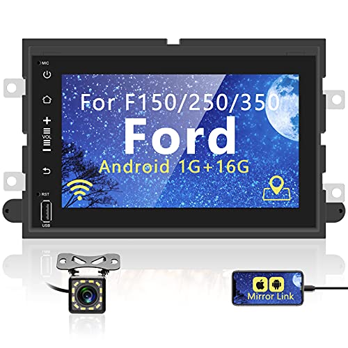 Android Car Stereo for Ford F150 F250 F350 Fusion Edge Explorer Taurus Freestar, 7” Touch Screen Double Din Radio with GPS Navigation Support Bluetooth FM SWC USB+Backup Camera