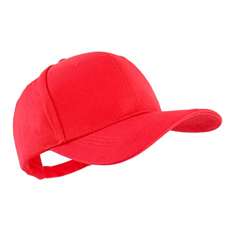 Juenier Baseball Cap for Men Women Adjustable Plain Hat(Structured-Red)