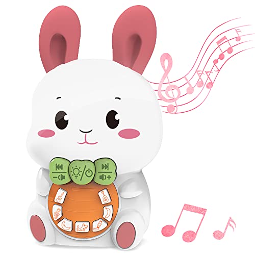 Baby Musical Toys Easter Bunny with Teether Ears, Light, Sound & Adjustable Volume, Educational Learning Development Activity Center for Infant, Birthday Gift for Toddler Boy Girl 18 Months & up