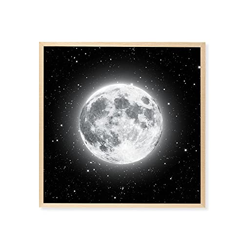 SZYF LED Canvas Wall Art Painting Home Decor Moon LED Light High-Tech Night Sky full of Stars Light up Picture Frame Posters for Modern Living Room Decor Bedroom Decoration, 12×12 inch