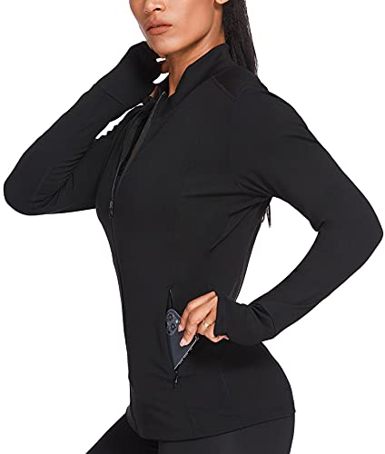 Pinspark Workout Jacket for Women Lightweight Sports Jackets Full Zip Flim Fit Breathable Activewear Pockets