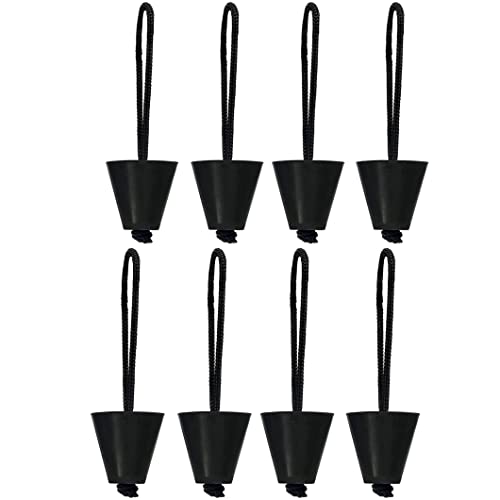 Amarine Made Pack of 8 Universal Kayak Scupper Plug Kit,Silicone Scupper Plugs Drain Holes Stopper Bung with Lanyard Fit for Kayaks Canoes (Charcoal Black)