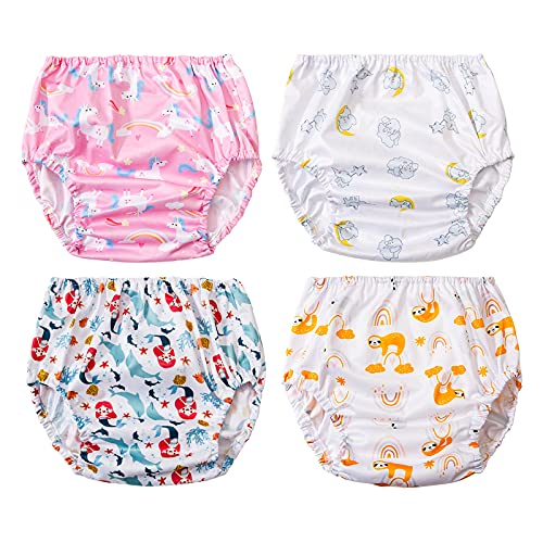 BISENKID Waterproof Plastic Diaper Covers for Plastic Pants Good Elastic Swim Diaper Cover for Size 4 Swim Diaper Cover for Baby Girls 4t