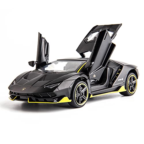 BDTCTK Compatible for 1:32 Lamborghini LP770 Model Car, Zinc Alloy Pull Back Toy Car with Sound and Light for Kids Boy Girl Black