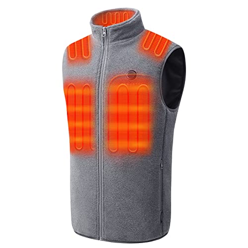 Venustas Men’s Fleece Heated Vest with Battery Pack 7.4V, Lightweight insulated Electric Vest