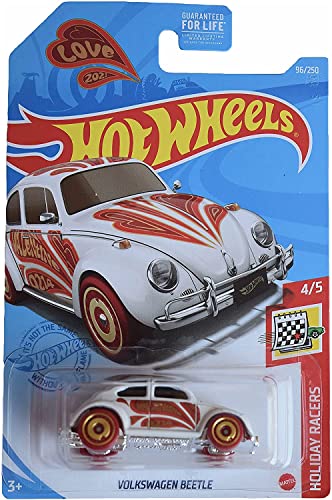 DieCast Hotwheels Volkswagen Beetle, Holiday Racers 45 [White] 96250