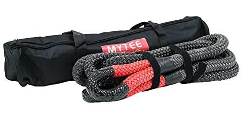 Mytee Products 1″ x 30 ft Kinetic Energy Recovery & Tow Rope, Red & Black, 33,900 LBS | Heavy Duty Offroad Snatch Strap for UTV, ATV, Truck, Car, Tractor