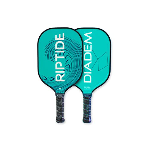 Diadem Riptide Pickleball Paddle | Honeycomb Core, Fiberglass Face | Ultra Sleek Edge Guard, Easy to Swing, Adds Spin & Power | Indoor/Outdoor | USAPA Approved (Diadem Teal)