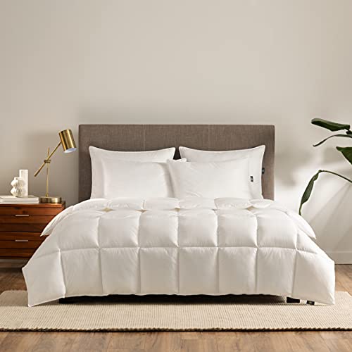 Serta Down Illusion Lightweight Hypoallergenic Down Alternative Comforter with Corner Loops, Full/Queen, White