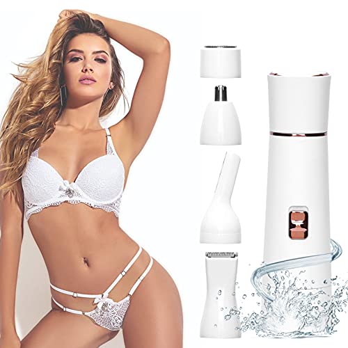 4 in 1 Electric Razor for Women,KIBTOY Wet & Dry Painless Rechargeable Shaver for Legs Underarms and Bikini Line Area, Nose, Armpit, Eyebrow, Facial Hair.