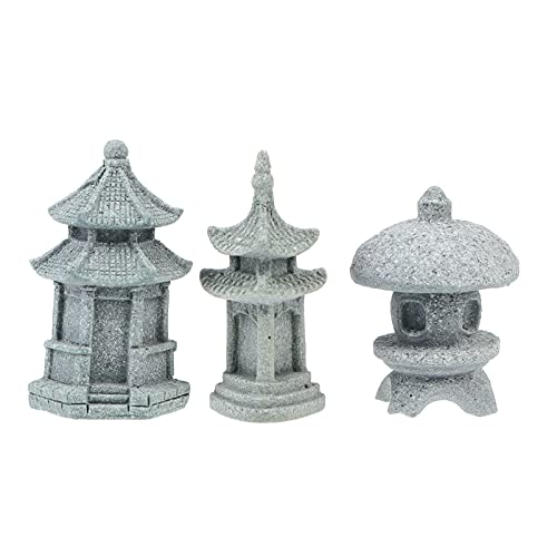 YARNOW Mini Pagoda Statue Ceramic Fairy Garden Figurine Hexagon Environments Flower Vase Aquarium Decorations DIY Micro Landscape Ornament 3Pcs, Light Grey, 5.5×2.8cm (302O3HB0N1EG1511I1LAVD)