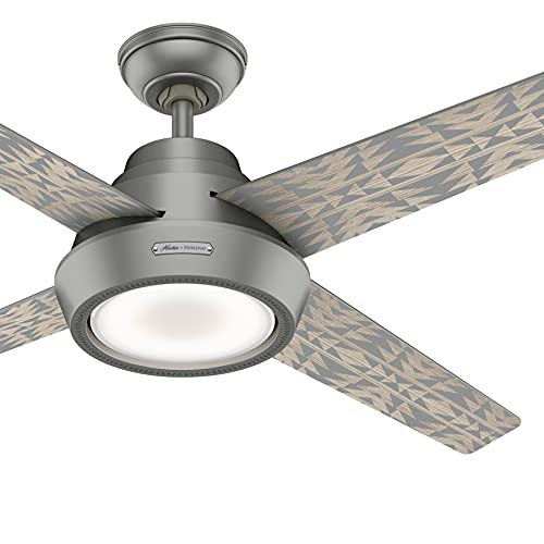 Hunter Fan 54 inch Contemporary Matte Silver Indoor Ceiling Fan with Light Kit and Remote Control (Renewed)
