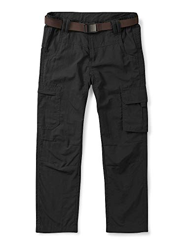 OCHENTA Boy’s Quick Dry Pull on Cargo Pants for Big Kids Youth Hiking Camping Fishing Black Tag 180-13 Years