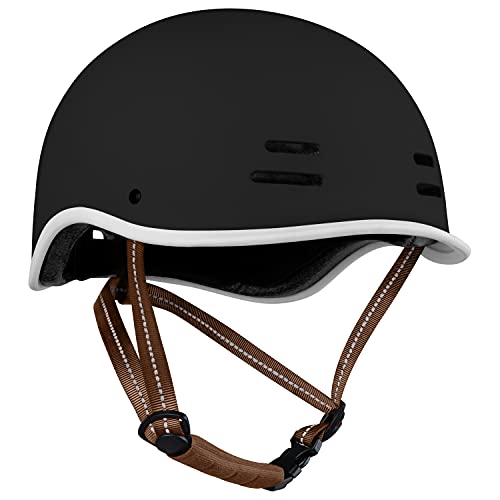 Retrospec Remi Adult Bike Helmet for Men & Women – Bicycle Helmet for Commuting, Road Biking, Skating, Matte Black, Medium 57-59cm