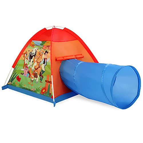 La Granja de Zenon Tent with Tunnel 60″ El Reino Infantil | Play Tent with Tunnels and Ball Pit for Kids | Summer Entertainment
