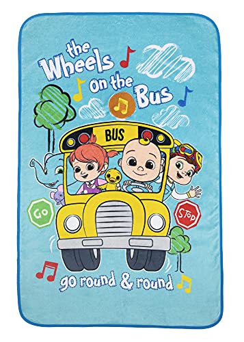 CoComelon Musical Warm, Plush, Throw Blanket That Plays The Theme Song – Extra Cozy and Comfy for Your Toddler, Blue