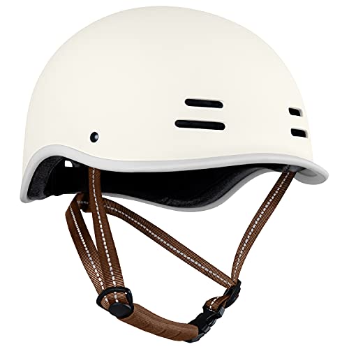 Retrospec Remi Adult Bike Helmet for Men & Women – Bicycle Helmet for Commuting, Road Biking, Skating, Matte Eggshell, Medium 57-59cm