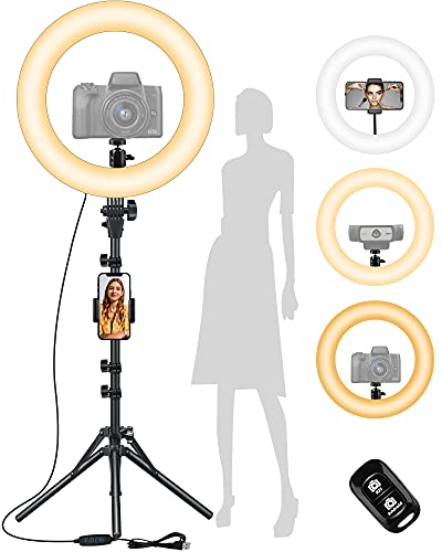 12” Selfie Ring Light with Stand and Phone Holder – Tripod for iPhone with Ring Light, Floor Tall Ring Lights with Tripod for Phone/Camera, Circle Light for Video Recording, Photography, TikTok, Zoom