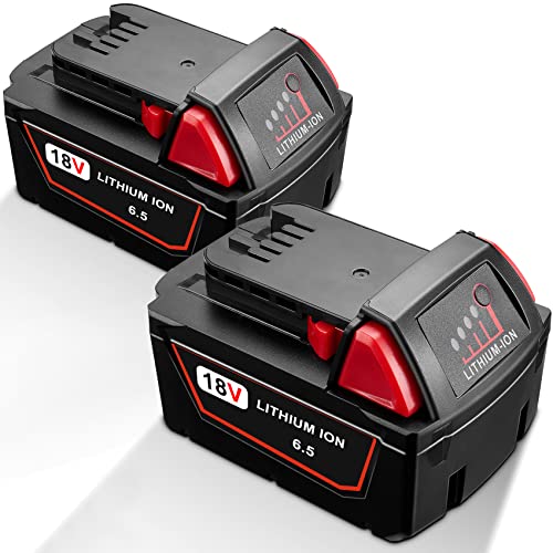JYJZPB 2 Pack 6.5Ah M-18 Batteries Pack High Output for Milwaukee M18 Battery Lithium 48-11-1850 48-11-1862 48-11-1840 48-11-1828 48-11-1815
