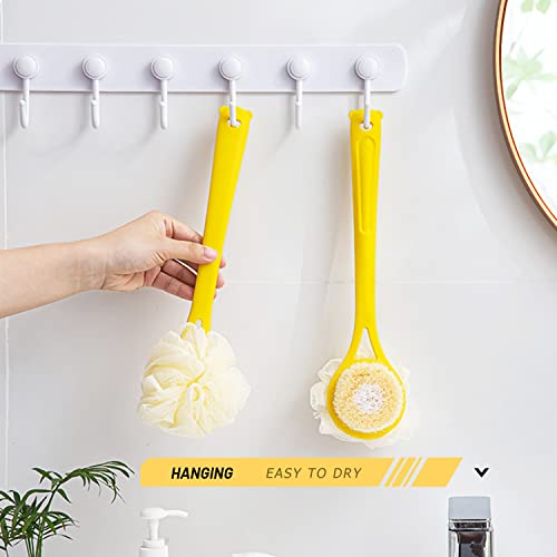 Shower Body Brush with Superfine Bristles and Loofah,Super Soft Nylon Bristles Short Handle Double Sided Back Scrubber Bath Brush Especially for Children & Sensitve Skin (Yellow) | The Storepaperoomates Retail Market - Fast Affordable Shopping