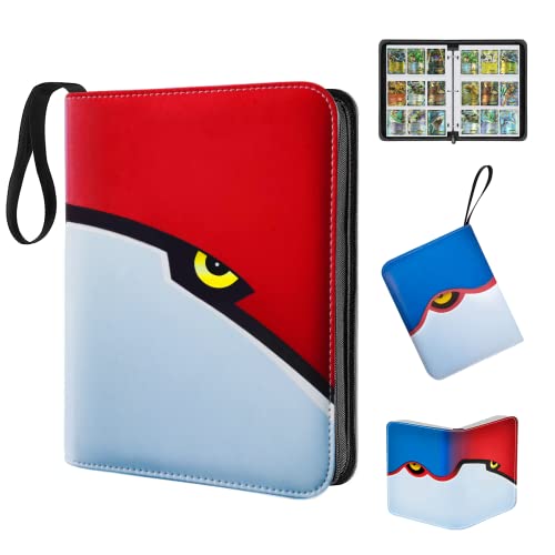 Pokemon Card Binder 9 Pocket, Yeeclot Pokémon Cards Holder with Sleeves, Holds Up to 900 Cards with 50 Premium 9-pocket Pages, Portable Cards Collector Album with Zipper