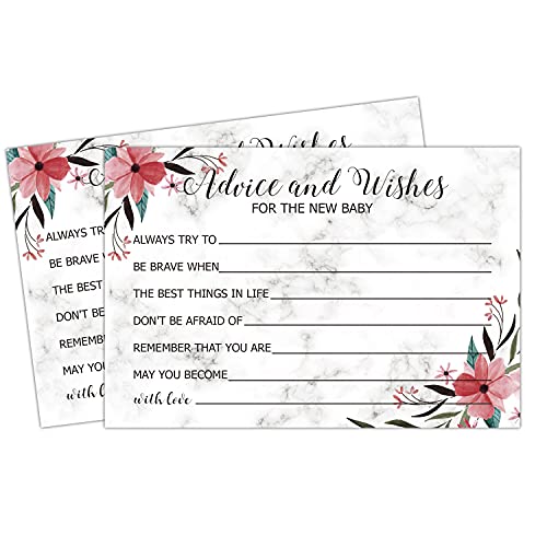 50 Advice and Wishes Cards, for Baby Shower Game Activities Ideas, Baby Shower Game Advice Cards (4″ x 6″)