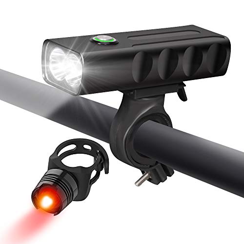 Bike Light, FHOLYO Bicycle Light Set USB Rechargeable Headlight, Tail Lights IPX5 Waterproof for Kids Men Women Road Cycling Safety Flashlight