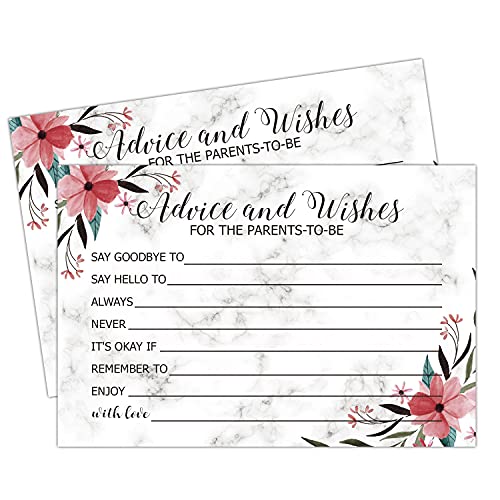 50 Advice and Wishes for The Parents-to-Be, Baby Shower Game Activities Ideas, Baby Shower Game Advice Cards (4inch x 6inch ), Watercolor flowers