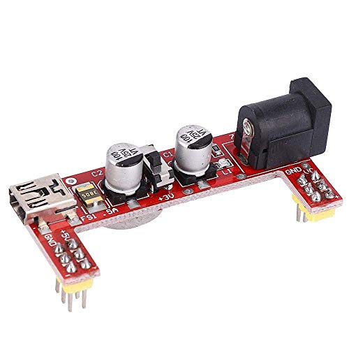 JF-XUAN Breadboard Module Power Module, B10 2 Channel 5/3.3V Red Bread Board Power Module Input 6.5~12V DC, Compatible with Industrial Electronic Components (excluding Breadboard) Spot Steuermodul Cir