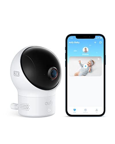 eufy Baby Baby Monitor 2, Video Baby Monitor with Wi-Fi, 2K Resolution with Pan & Tilt, AI Cry Detection Night Vision, Sound and Room Temperature Detection, Baby Camera Monitor, Requires 2.4GHz Wi-Fi