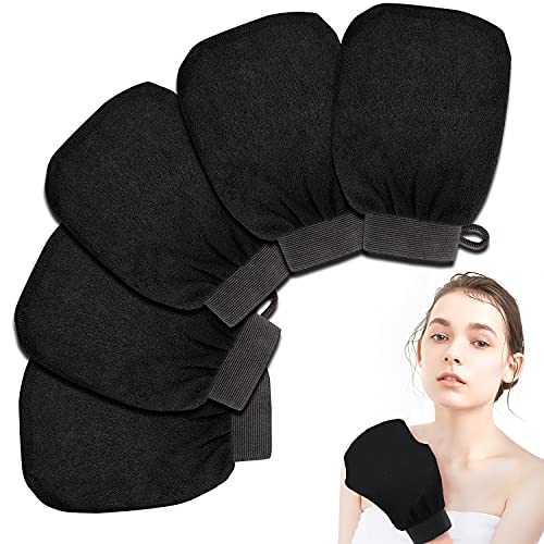 5pcs Korean Exfoliating Scrubbing Gloves,Dead Skin Remover Bath Mitts Scrubs for Hammam Massage Scrubber Tan Removal or Keratosis Pilaris Microdermabrasion at Home