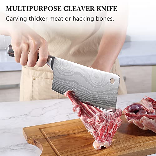 PAUDIN Cleaver Knife, Ultra Sharp Meat Cleaver 7 Inch, High Carbon Stainless Steel Butcher Knife with Forged Blade & Wooden Handle, Heavy Duty Chinese Cleaver for Meat Cutting Vegetable Slicing | The Storepaperoomates Retail Market - Fast Affordable Shopping