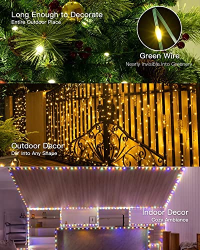 Ollny Christmas Lights Outdoor, 262FT 800 LED Christmas Lights, 11 Modes Color Changing String Lights Remote, Warm White & Multicolor Fairy Lights, for Xmas Tree Indoor Decorations (Green Wire) | The Storepaperoomates Retail Market - Fast Affordable Shopping