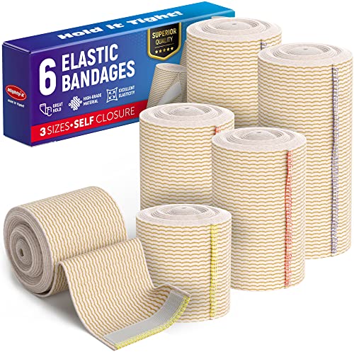 Premium Elastic Bandage Wrap with Self-Closures – 6pk(2×2”, 2×3″, 2×4″) – Compression Bandage Wrap