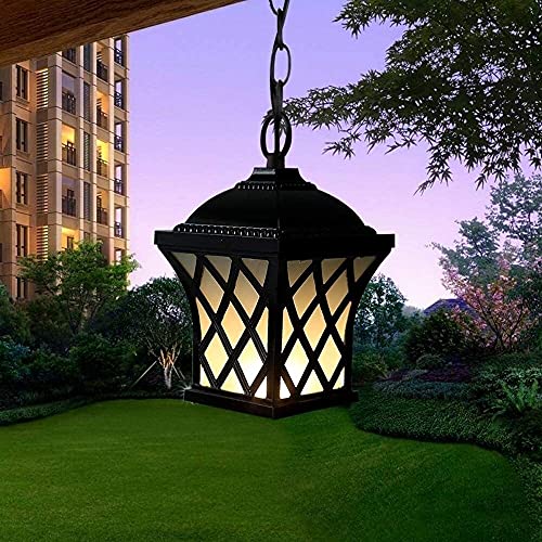 Ksovv IP65 Waterproof Outdoor Pendant Light Traditional American Country Glass Lantern Ceiling Lamp Vintage Industrial Aluminum Mesh Metal Chandelier Garden Home Porch Balcony Patio Hanging Light E27