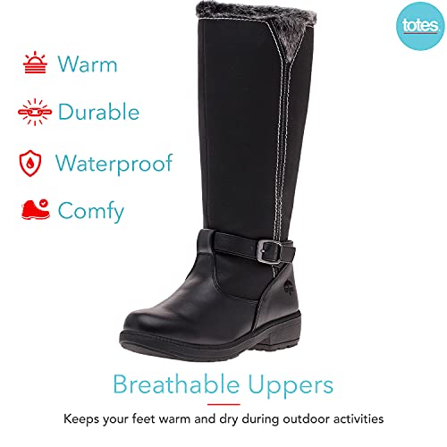 totes womens Boot, Esther Knee High Snow Boot Available in Medium and Wide Width Calf, Black Wide Calf, 9 Wide US | The Storepaperoomates Retail Market - Fast Affordable Shopping