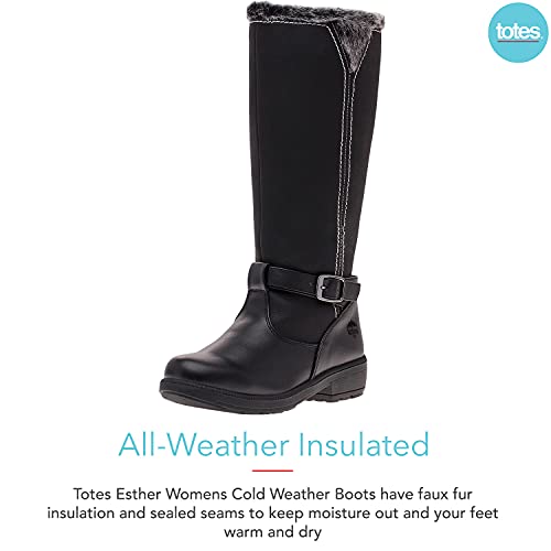 totes womens Boot, Esther Knee High Snow Boot Available in Medium and Wide Width Calf, Black Wide Calf, 9 Wide US | The Storepaperoomates Retail Market - Fast Affordable Shopping