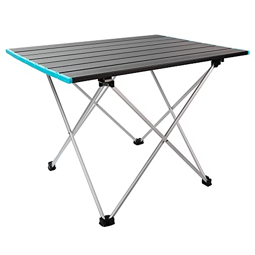 Ready Table Large Lightweight Portable Outdoor Folding Table w/Aluminum Hard Top. Useful for Beaches, Boating, Camping & More. 22×16 Portable Table w/Bag Makes for Easy Travel & Quick Setup.