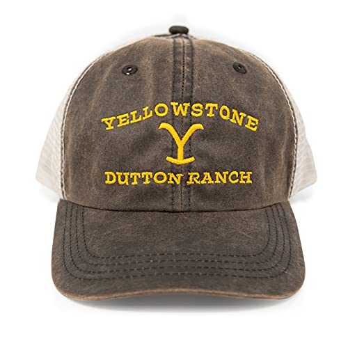 Yellowstone Dutton Ranch Logo As Seen On Yellowstone Brown Washed Hat