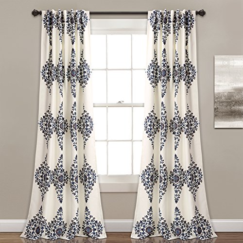 Lush Decor Keya Medallion Room Darkening Window Curtain Panel Pair, 95″ Long x 52″ Wide, Cream