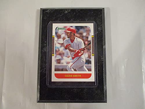 OZZIE SMITH 2021 MLB PANINI DONRUSS BASEBALL PLAYER CARD MOUNTED ON A 4″ X 6″ BLACK MARBLE PLAQUE