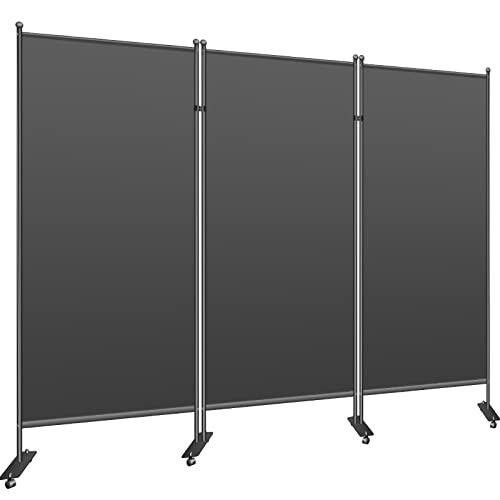 VEVOR Office Partition 89″ W x 14″ D x 73″ H Room Divider Wall 3-Panel Office Divider Folding Portable Office Walls Divider with Non-See-Through Fabric Room Partition Black for Room Office Restaurant
