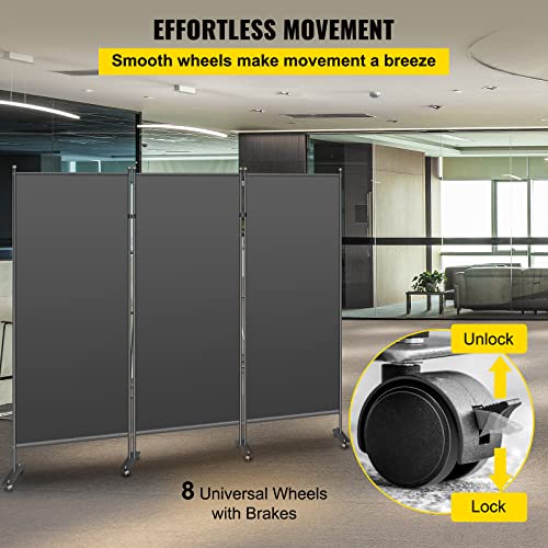 VEVOR Office Partition 89″ W x 14″ D x 73″ H Room Divider Wall 3-Panel Office Divider Folding Portable Office Walls Divider with Non-See-Through Fabric Room Partition Black for Room Office Restaurant | The Storepaperoomates Retail Market - Fast Affordable Shopping