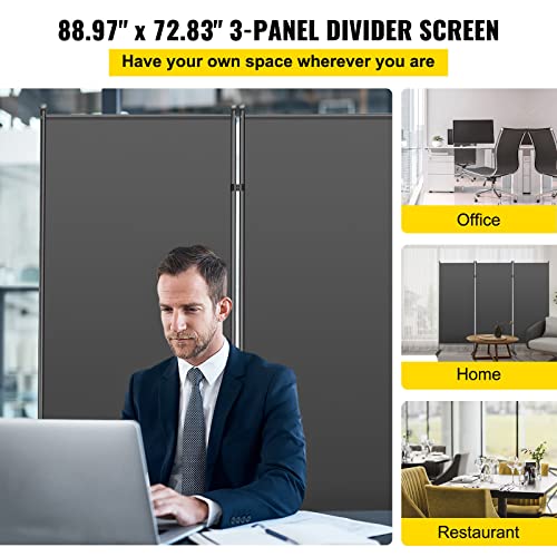 VEVOR Office Partition 89″ W x 14″ D x 73″ H Room Divider Wall 3-Panel Office Divider Folding Portable Office Walls Divider with Non-See-Through Fabric Room Partition Black for Room Office Restaurant | The Storepaperoomates Retail Market - Fast Affordable Shopping
