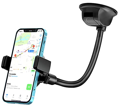 Car Phone Holder Mount,Cell Phone Holder Car with Industrial-Strength Strong Suction Cup,Gooseneck Truck Cradle,Universal Dashboard Windshield Phone Holder Car for iPhone,Smartphones