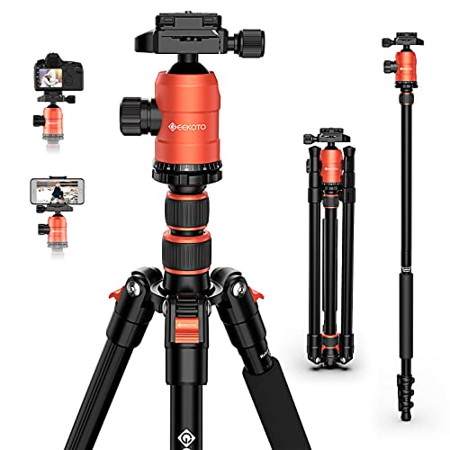 [Upgrade Version] GEEKOTO 77” Tripod, Aluminum Camera Tripod Monopod, Foldable DSLR Tripod for Travel, Compact Tripod with 360 Panorama Ball Head Quick Release Plate for Travel and Work