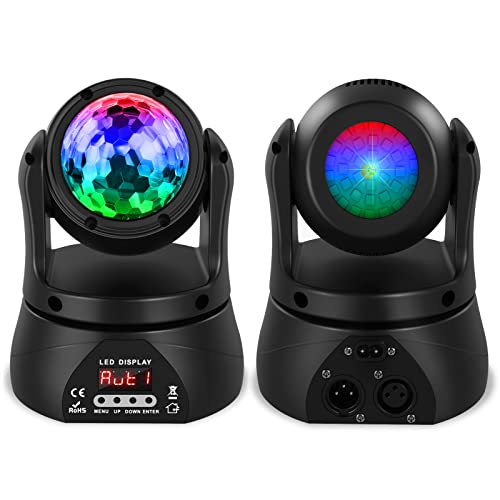 U`King LED Moving Head Light 30W Double Sided Moving Heads DJ Lights with Kaleidoscope and Stage Lighting by DMX and Sound Activated Control Spotlight for Wedding Church Live Show Bar (One Piece)